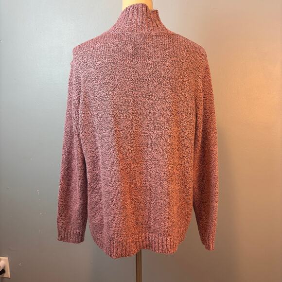 Karen Scott Sweater Womens Heather Pink Stand up Collar Button Up Long Sleeve - Picture 2 of 5